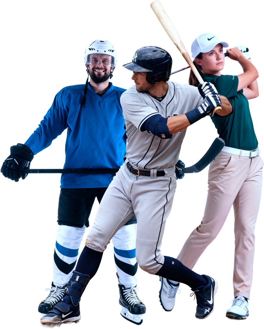 Hockey, baseball and golf athletes
